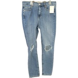 Free People Busted Knee High Rise Denim Jeans Medium Wash Womens Size 31 NWT